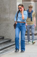 KATIE HOLMES Out Chatting on Phone in New York 09/22/2023