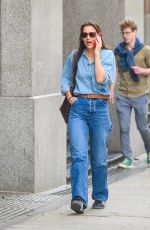 KATIE HOLMES Out Chatting on Phone in New York 09/22/2023