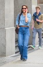 KATIE HOLMES Out Chatting on Phone in New York 09/22/2023