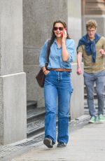 KATIE HOLMES Out Chatting on Phone in New York 09/22/2023