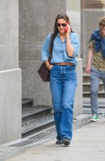KATIE HOLMES Out Chatting on Phone in New York 09/22/2023