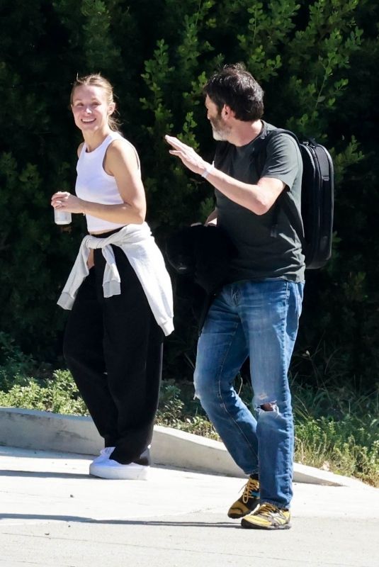 KRISTEN BELL Out Chat with a Friend During a Morning Walk in Los Feliz 09/29/2023