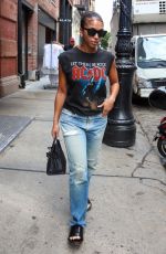 LORI HARVEY in Denim Out and About in New York 09/11/2023