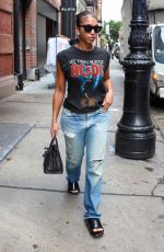 LORI HARVEY in Denim Out and About in New York 09/11/2023