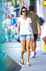 MARGARET QUALLEY in Denim Shorts Out in New York 09/07/2023