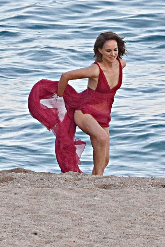 NATALIE PORTMAN on the Set of Dior Commercial at a Beach in Spain 09/13/2023