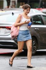 SURI CRUISE in Denim Skirt Out in New York 09/08/2023