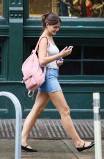SURI CRUISE in Denim Skirt Out in New York 09/08/2023