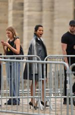 TAYLOR RUSSELL Arrives at Loewe Womenswear Spring/summer 2024 Show at Paris Fashion Week 09/29/2023