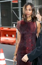 ZOE SALDANA Arrives at Stella Artois Dinner in New York 09/21/2023