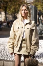 ALIX ASHLEY EARLE Arrives at Miu Miu Womenswear Spring/Summer 2024 Show at Paris Fashion Week 10/03/2023