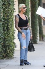 AMBER ROSE in a Black Tank Top and Denim Out in West Hollywood 10/09/2023