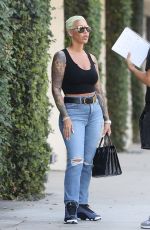AMBER ROSE in a Black Tank Top and Denim Out in West Hollywood 10/09/2023