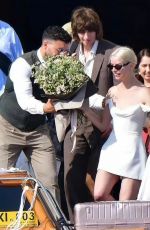 ANYA TAYLOR-JOY Boarding a Venetian Water Taxi at Her Wedding in Venice 10/05/2023