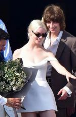 ANYA TAYLOR-JOY Boarding a Venetian Water Taxi at Her Wedding in Venice 10/05/2023