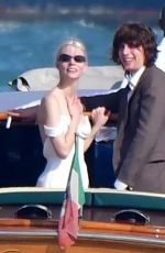 ANYA TAYLOR-JOY Boarding a Venetian Water Taxi at Her Wedding in Venice 10/05/2023