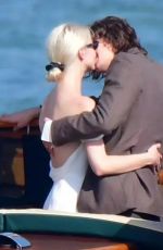 ANYA TAYLOR-JOY Boarding a Venetian Water Taxi at Her Wedding in Venice 10/05/2023