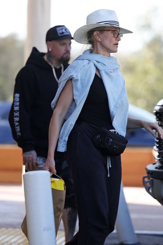 CAMERON DIAZ and Benji Madden Out Shopping for Toys in Santa Barbara 10/28/2023