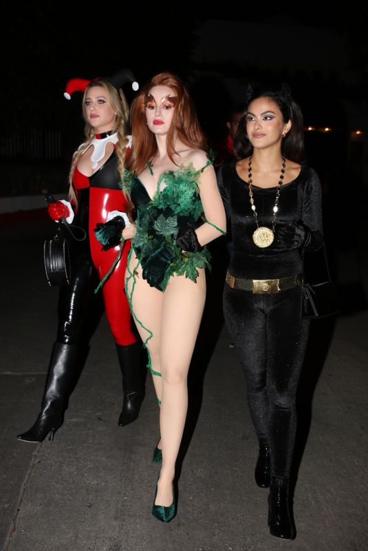 CAMILA MENDES, LILI REINHART and MADELYN CLINEArrives at Vas Morgan and Michael Braun Halloween Party 10/28/2023