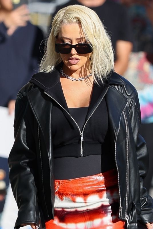 CHRISTINA AGUILERA Arrives at Jimmy Kimmel Live! in Hollywood 10/16/2023