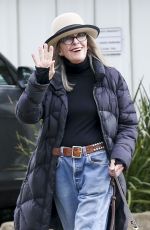 DIANE KEATN Out with Her Dog Reggie in Santa Monica 10/07/2023