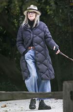 DIANE KEATN Out with Her Dog Reggie in Santa Monica 10/07/2023