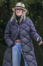 DIANE KEATN Out with Her Dog Reggie in Santa Monica 10/07/2023