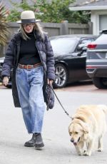 DIANE KEATN Out with Her Dog Reggie in Santa Monica 10/07/2023