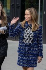 EMILIA CLARKE Arrives at Chanel Show at Paris Fashion Week 10/03/2023