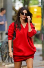 EMILY RATAJKOWSKI in a Red Sweater Out in New York 10/19/2023