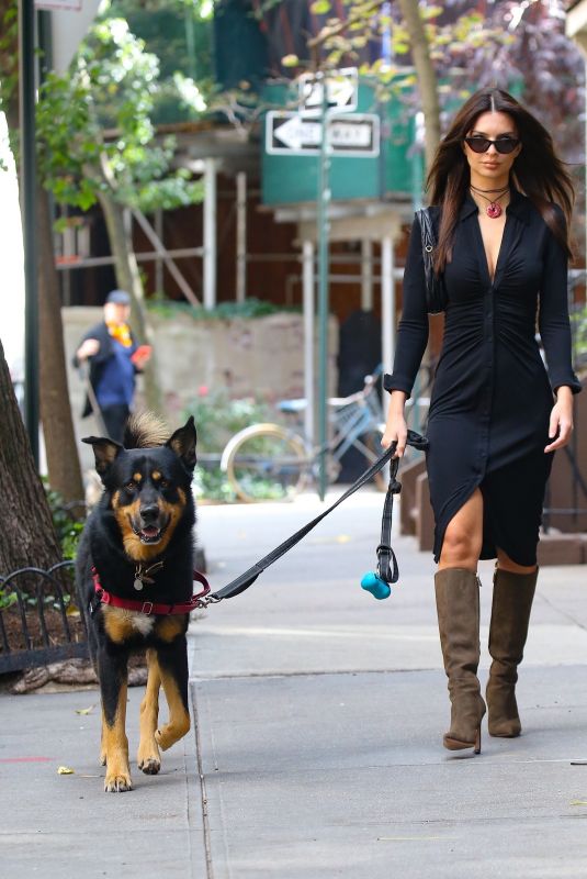 EMILY RATAJKOWSKI Out for Morning Stroll with Her Dog in New York 10/17/2023