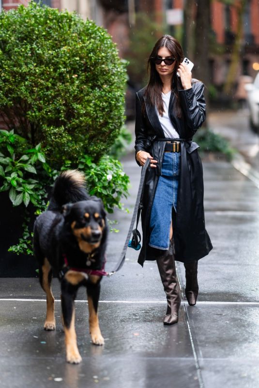 EMILY RATAJKOWSKI Out Walking Her Dog in New York 10/20/2023