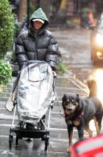EMILY RATAJKOWSKI Out with Her Baby and Dog on a Rainy Day in New York 10/14/2023