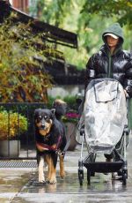 EMILY RATAJKOWSKI Out with Her Baby and Dog on a Rainy Day in New York 10/14/2023