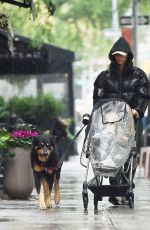 EMILY RATAJKOWSKI Out with Her Baby and Dog on a Rainy Day in New York 10/14/2023