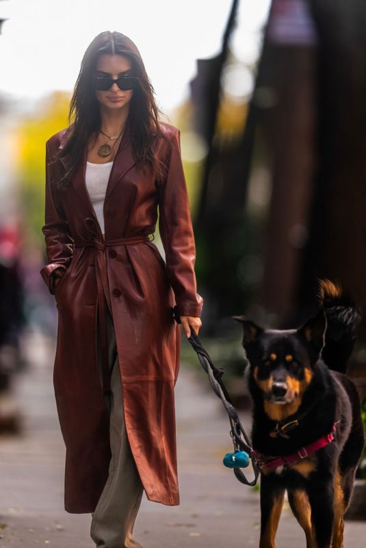 EMILY RATAJKOWSKI Out with Her Dog in New York 10/22/2023