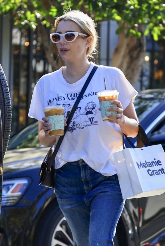 EMMA ROBERTS Out Shopping on Melrose Place in Los Angeles 10/14/2023