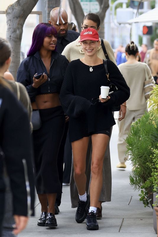 HAILEY BIEBER and JUSTINE SKYE Leaves Croft Alley in Beverly Hills 10/25/2023