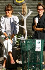 HELENA CHRISTENSEN and a Friend Out for Coffee in New York 10/19/2023