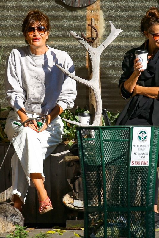 HELENA CHRISTENSEN and a Friend Out for Coffee in New York 10/19/2023