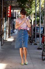 HELENA CHRISTENSEN in a Denim Skirt Out in New York 10/26/2023