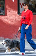 HELENA CHRISTENSEN Out on a Dog Walk in New York 10/15/2023