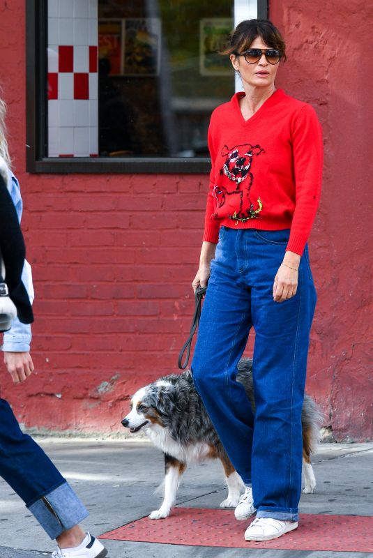 HELENA CHRISTENSEN Out on a Dog Walk in New York 10/15/2023