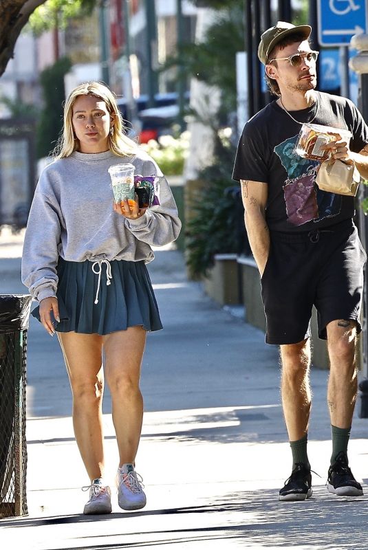HIALRY DUFF and Matthew Coma Leaves Western Bagel in Studio City 10/15/2023