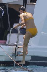 JENNIFER CONNELLY in a Yellow Bikini at a Yacht in Formentera, October 2023