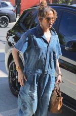 JENNIFER LOPEZ in Denim Jumpsuit Heading to a Meeting in Hollywood 10/06/2023