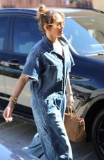 JENNIFER LOPEZ in Denim Jumpsuit Heading to a Meeting in Hollywood 10/06/2023