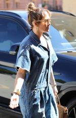 JENNIFER LOPEZ in Denim Jumpsuit Heading to a Meeting in Hollywood 10/06/2023