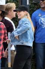 JERI RYAN at SAG-AFTRA Picket Lines at Warner Brothers Studio in Los Angeles 10/27/2023