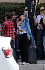 JERI RYAN at SAG-AFTRA Picket Lines at Warner Brothers Studio in Los Angeles 10/27/2023